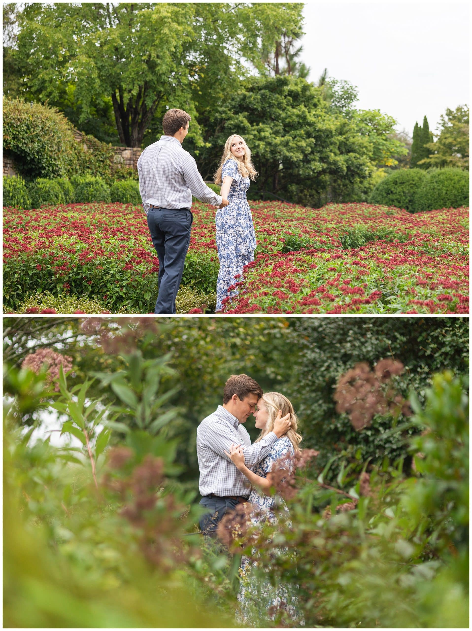 couple's Asheville outdoor engagement session at the North Carolina Arboretum