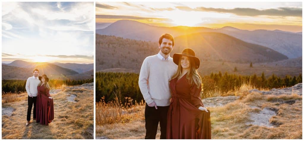 mountain sunset photo of couple for their Asheville engagement session