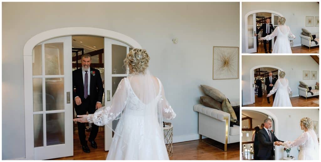 bride shares first look with her dad