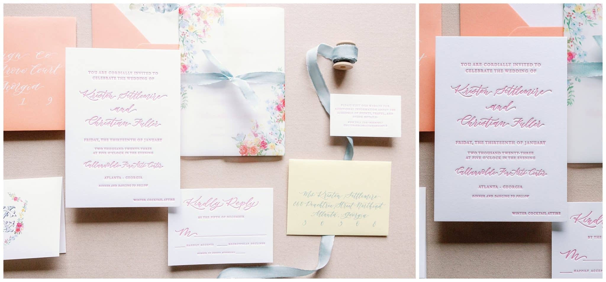 pastel wedding invitation suite