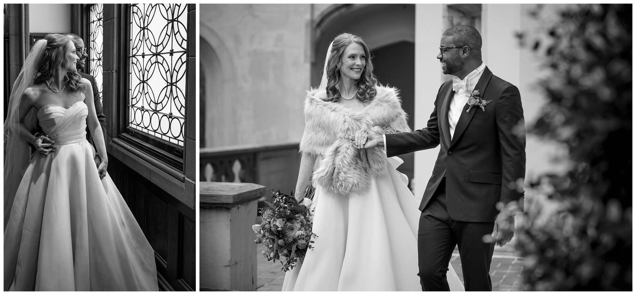 couple's wedding portrait in black and white 