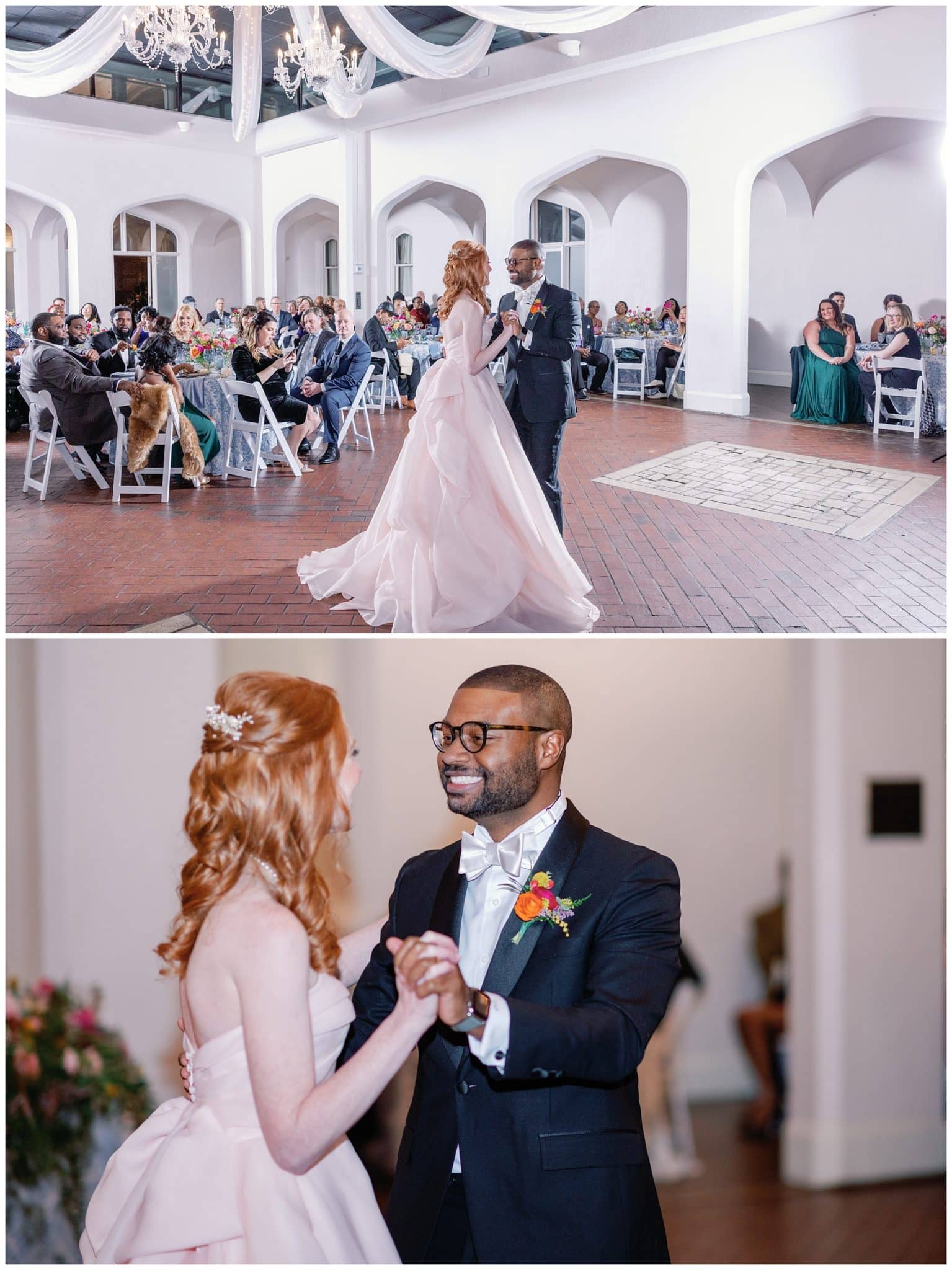 biracial couple shares first dance on Atlanta wedding day
