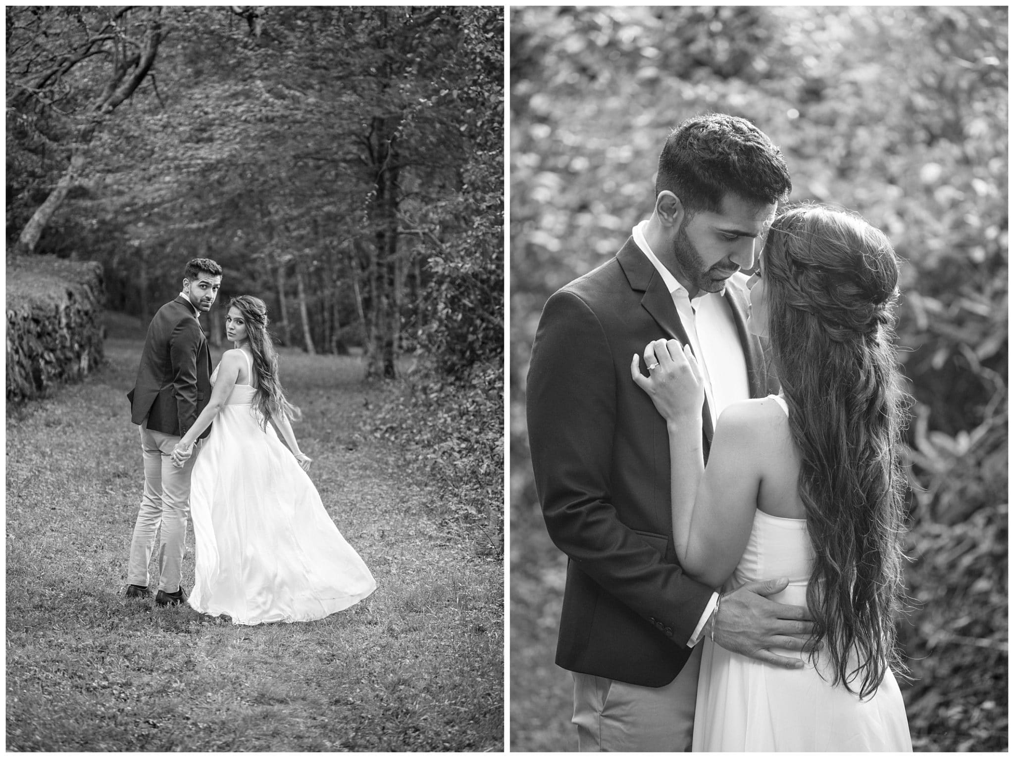 Black and white photos of couple for Blue Ridge engagement session