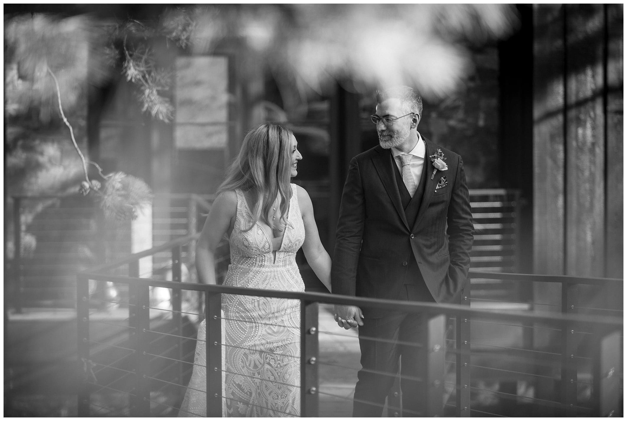 black and white bride and groom portrait