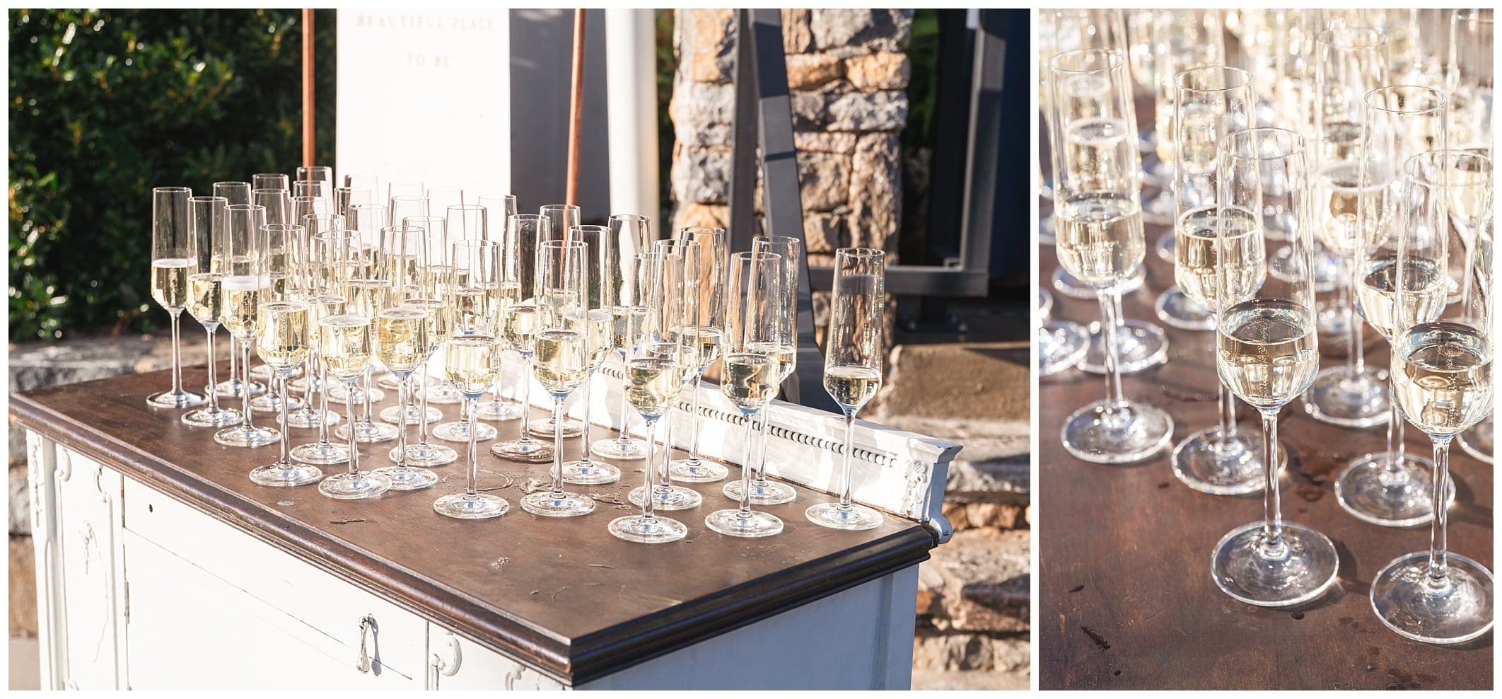 champagne flutes at microwedding in Asheville
