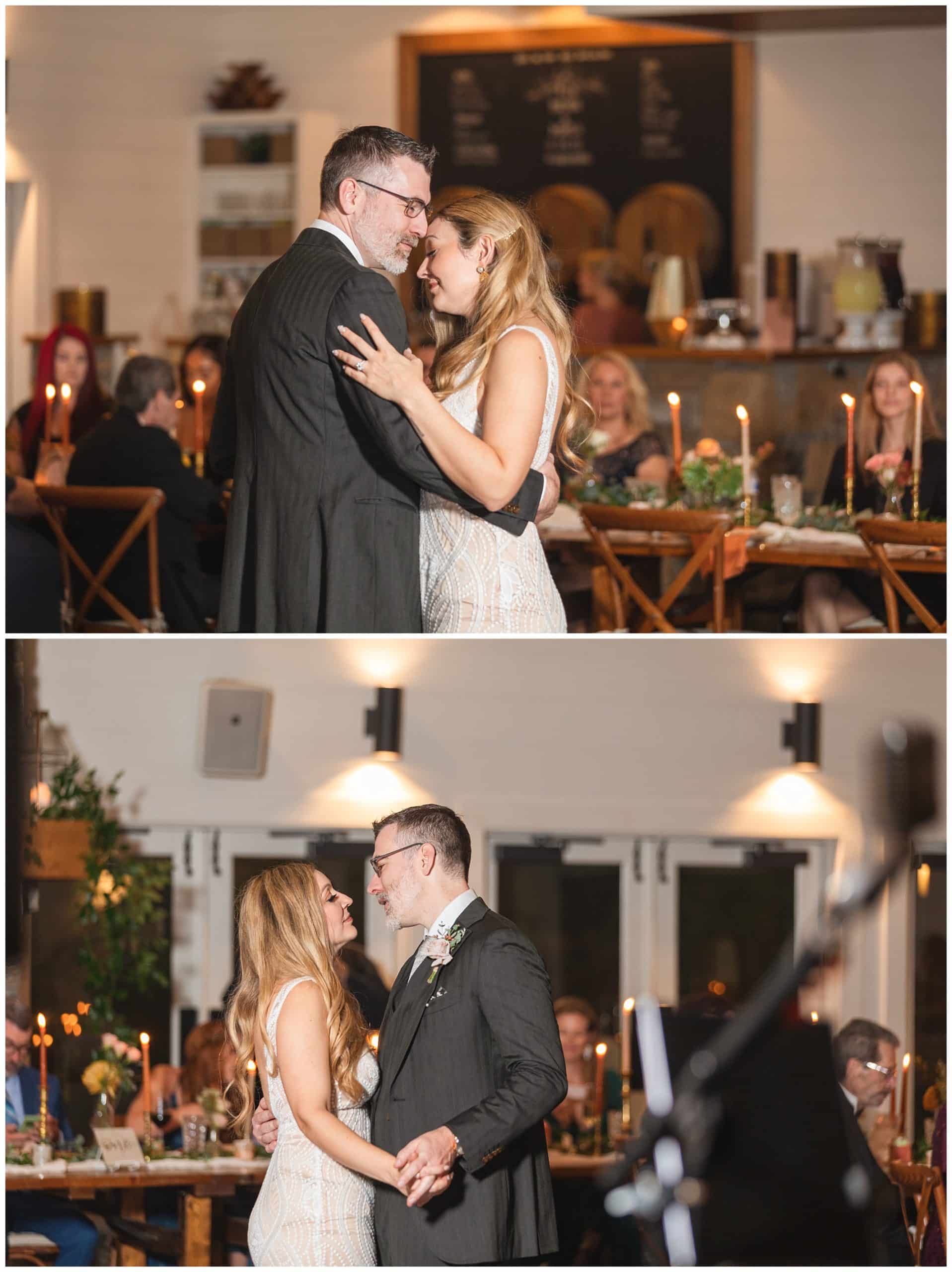couple shares first dance for their microwedding in Asheville