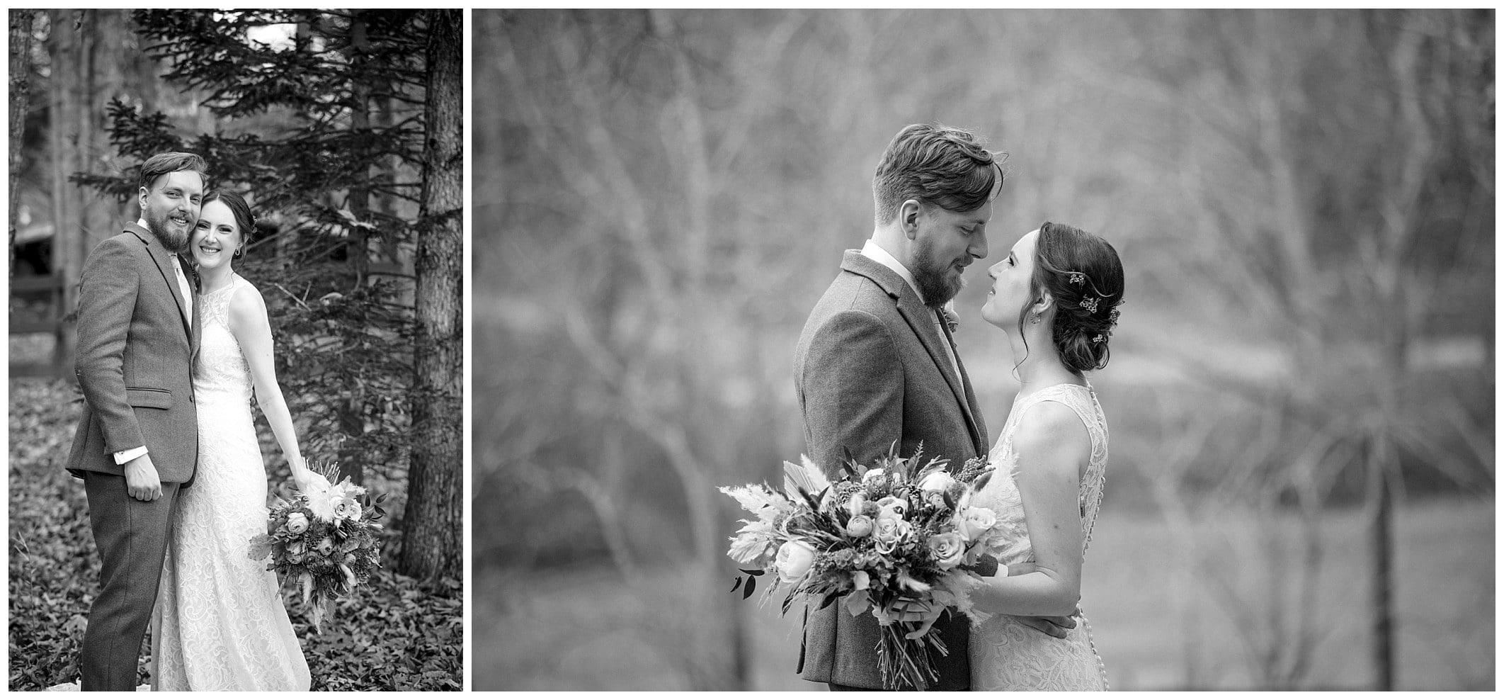 black and white photo of bride and groom by Asheville wedding photographer