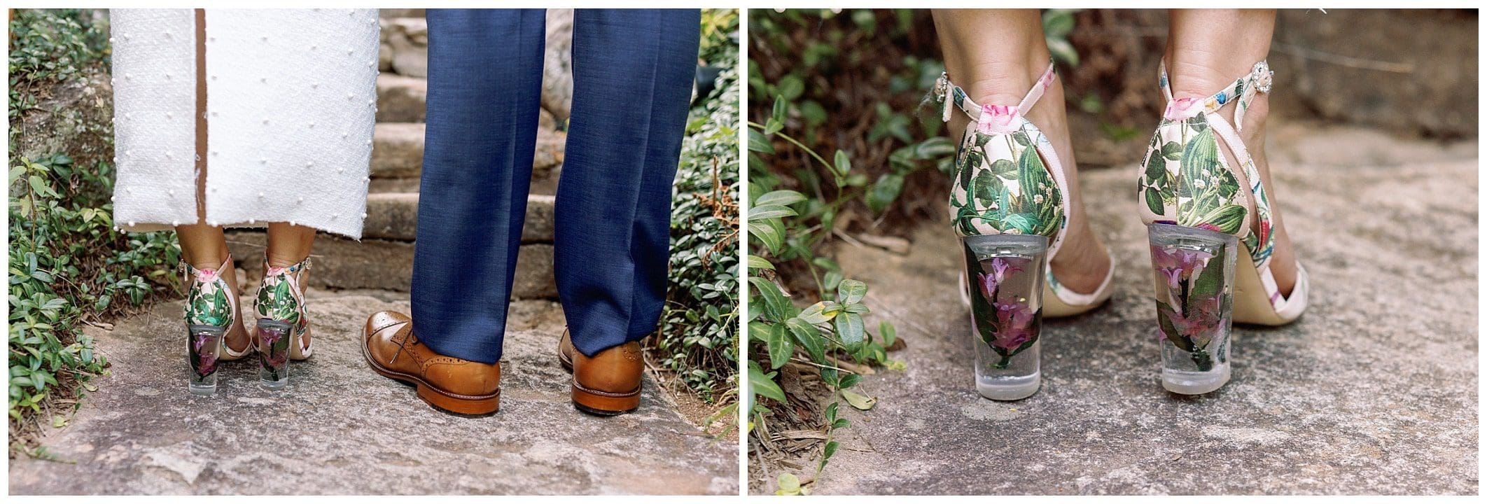 bride's detailed shoes for her wedding day