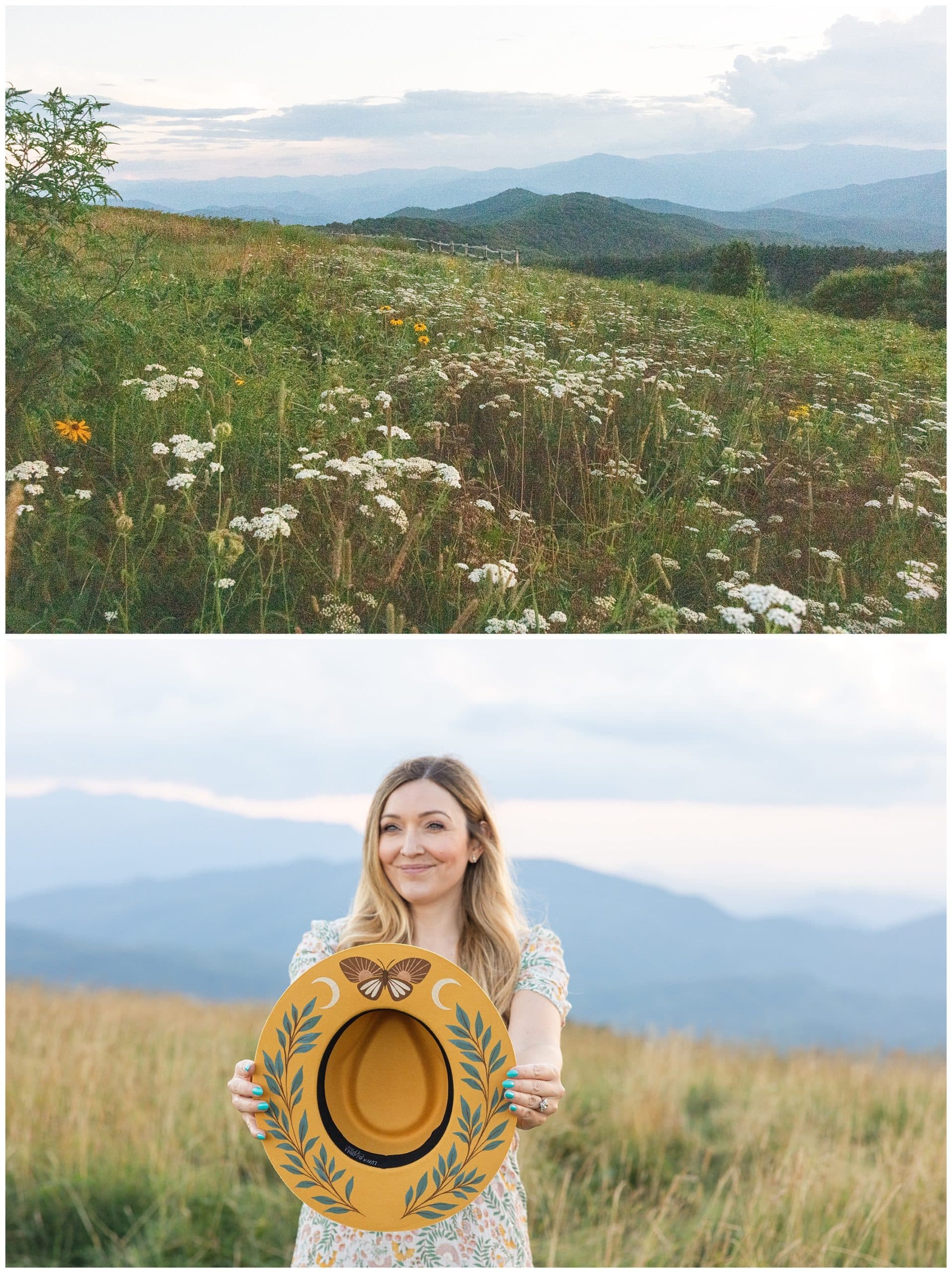 flowers in bloom for sunset mountain engagement session