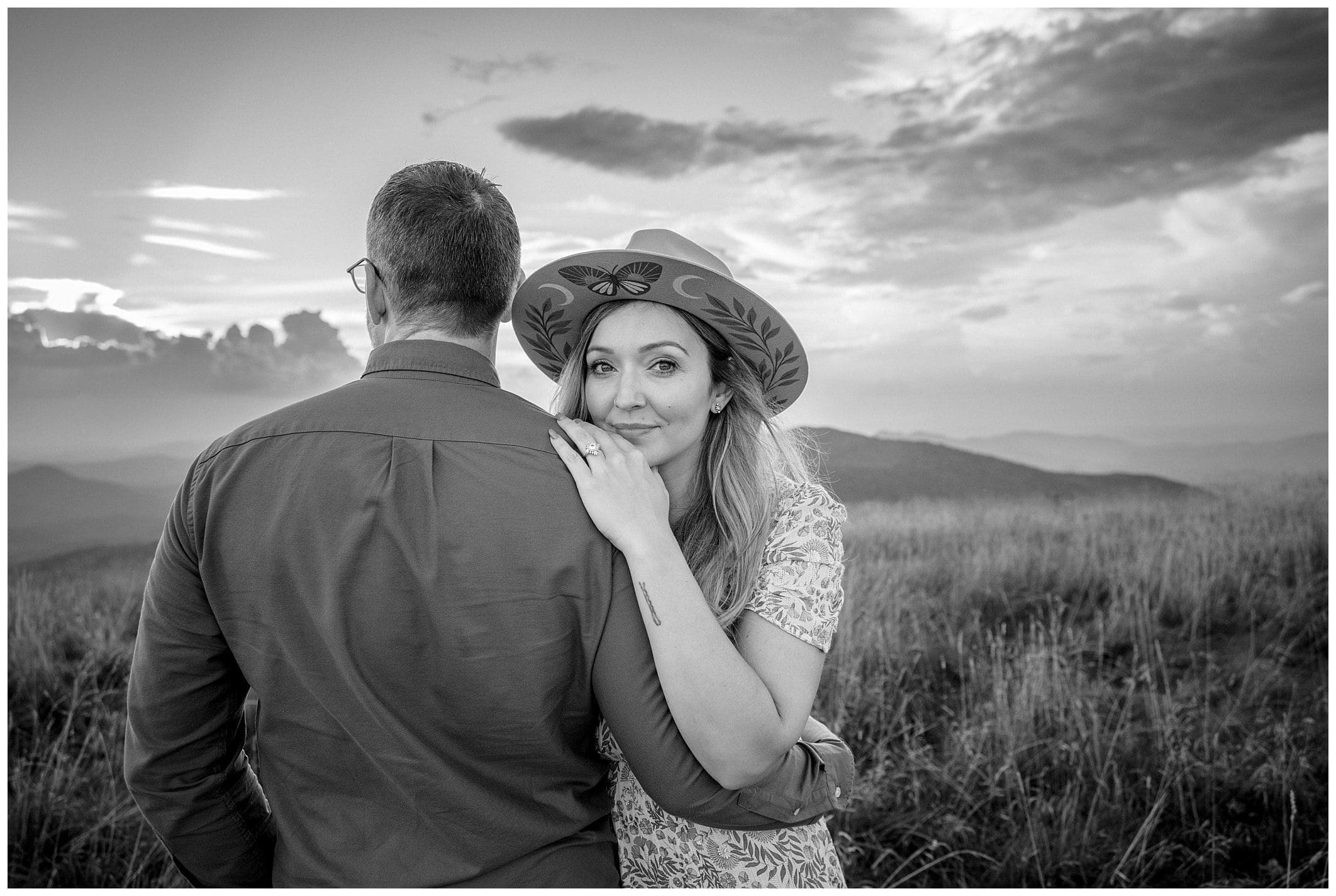 black and white photo of Blue Ridge Engagement session