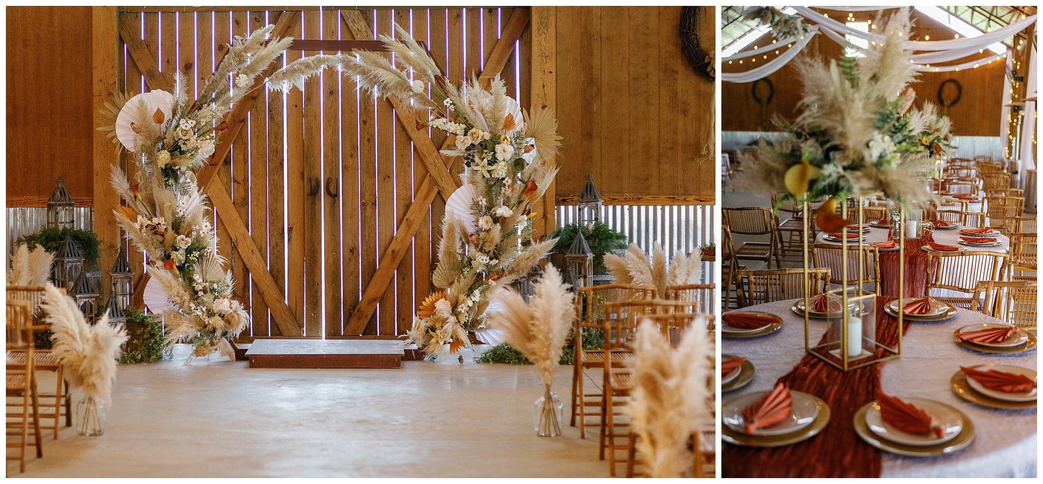 boho inspired wedding details with wicker chairs