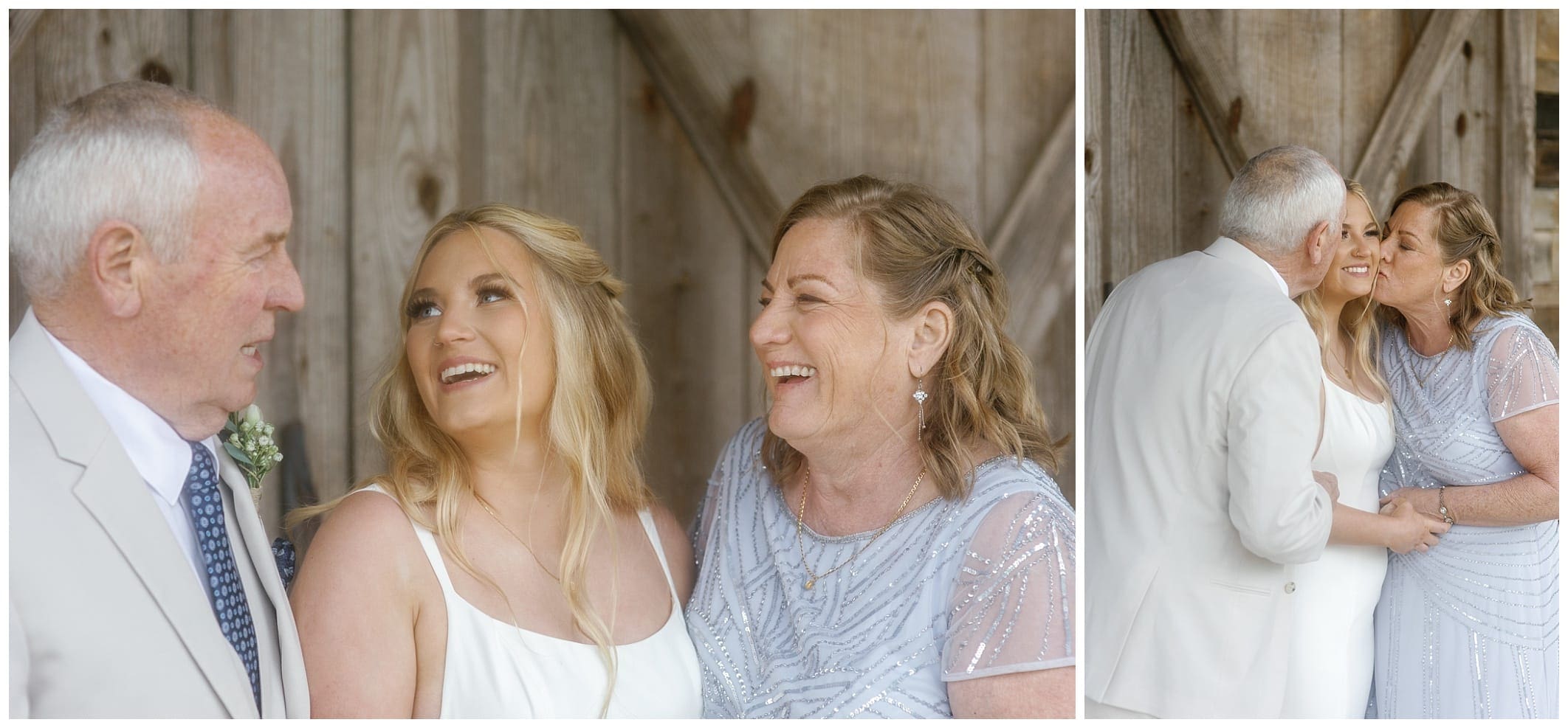 brdie shares a sweet moment with her parents before getting married 