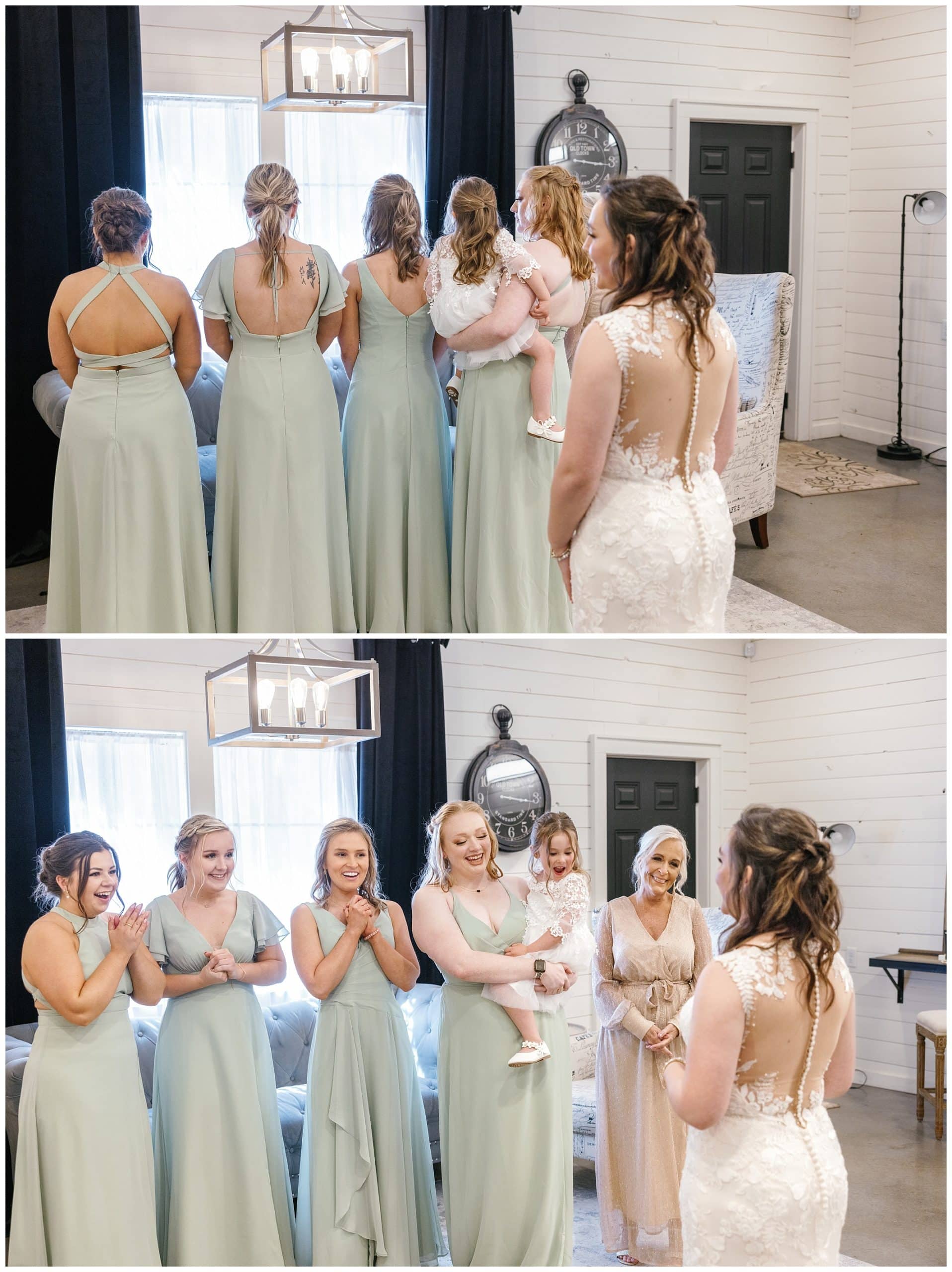 bridesmaids reveal in bridal suite at Parker Mill
