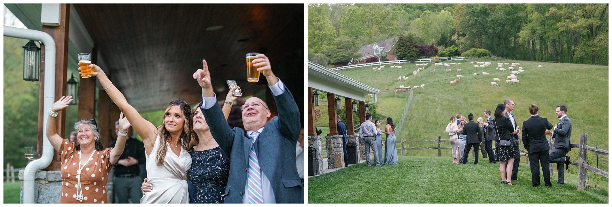 guests having fun for a spring destination wedding in Asheville