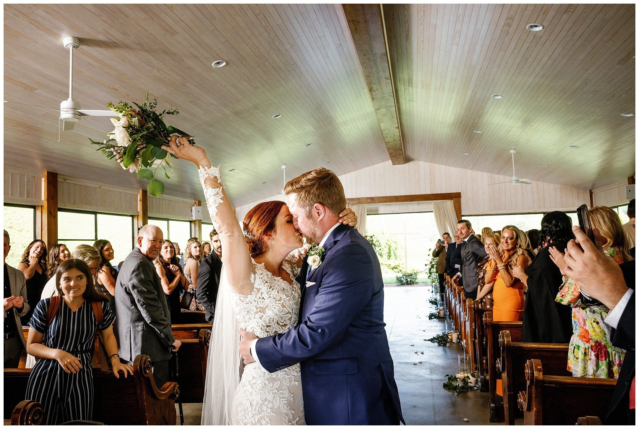 bride and groom kiss at Chestnut Ridge