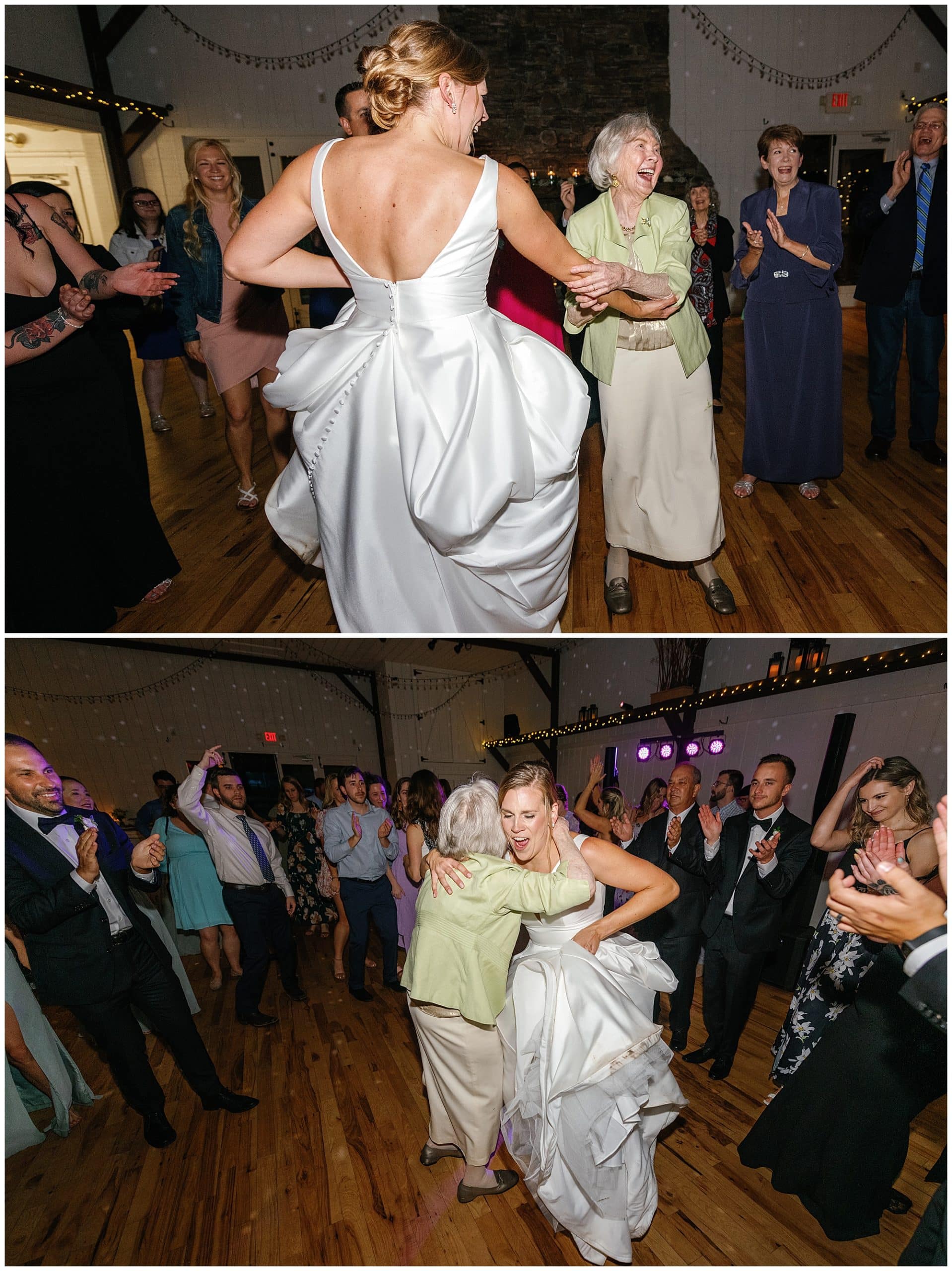 grandma and bride dance at reception 
