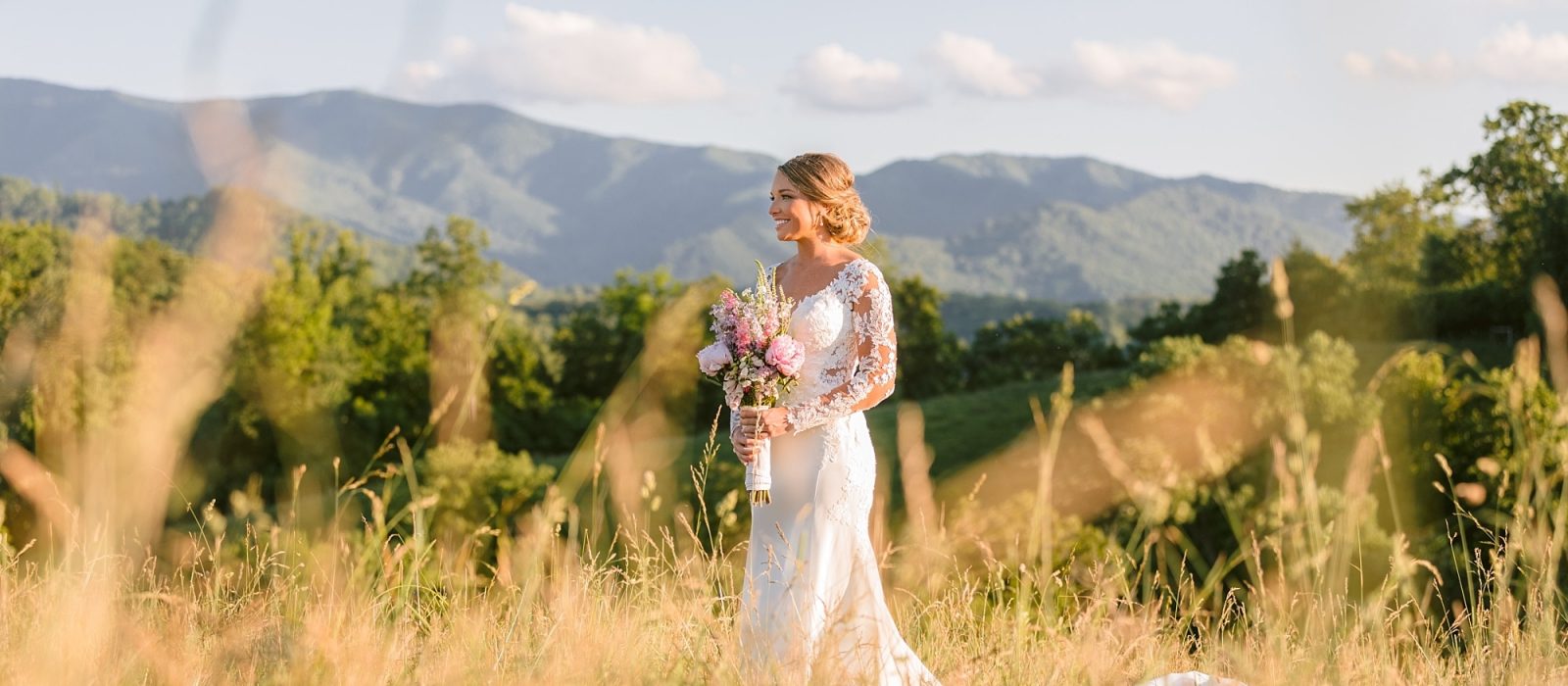 Summer bridal portraits in the mountains | Asheville Wedding Photographer | Kathy Beaver Photography
