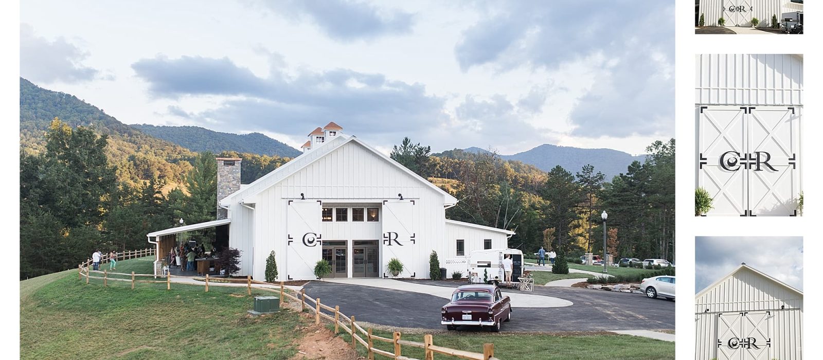 Entrance to wedding venue with mountain views, Asheville NC