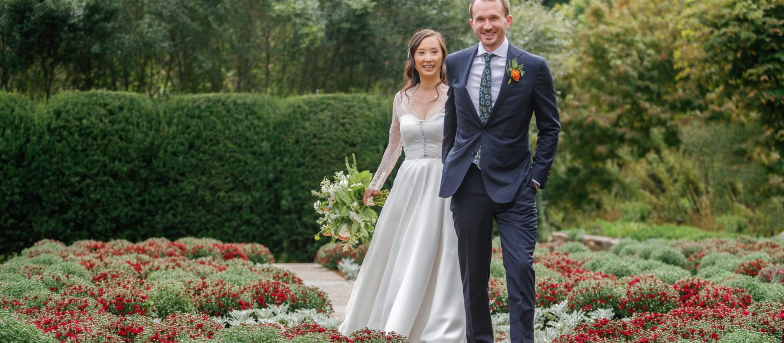 A garden wedding at the NC Arboretum.